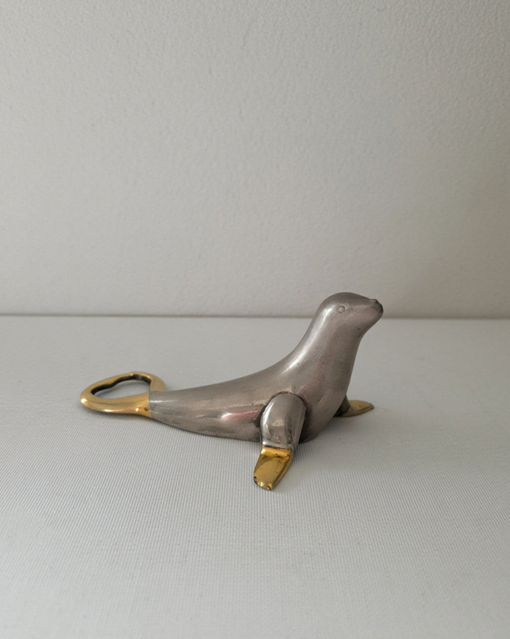 Vintage Silver Plated & Brass Seal Bottle Opener