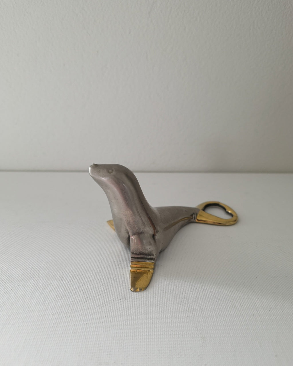 Vintage Silver Plated & Brass Seal Bottle Opener