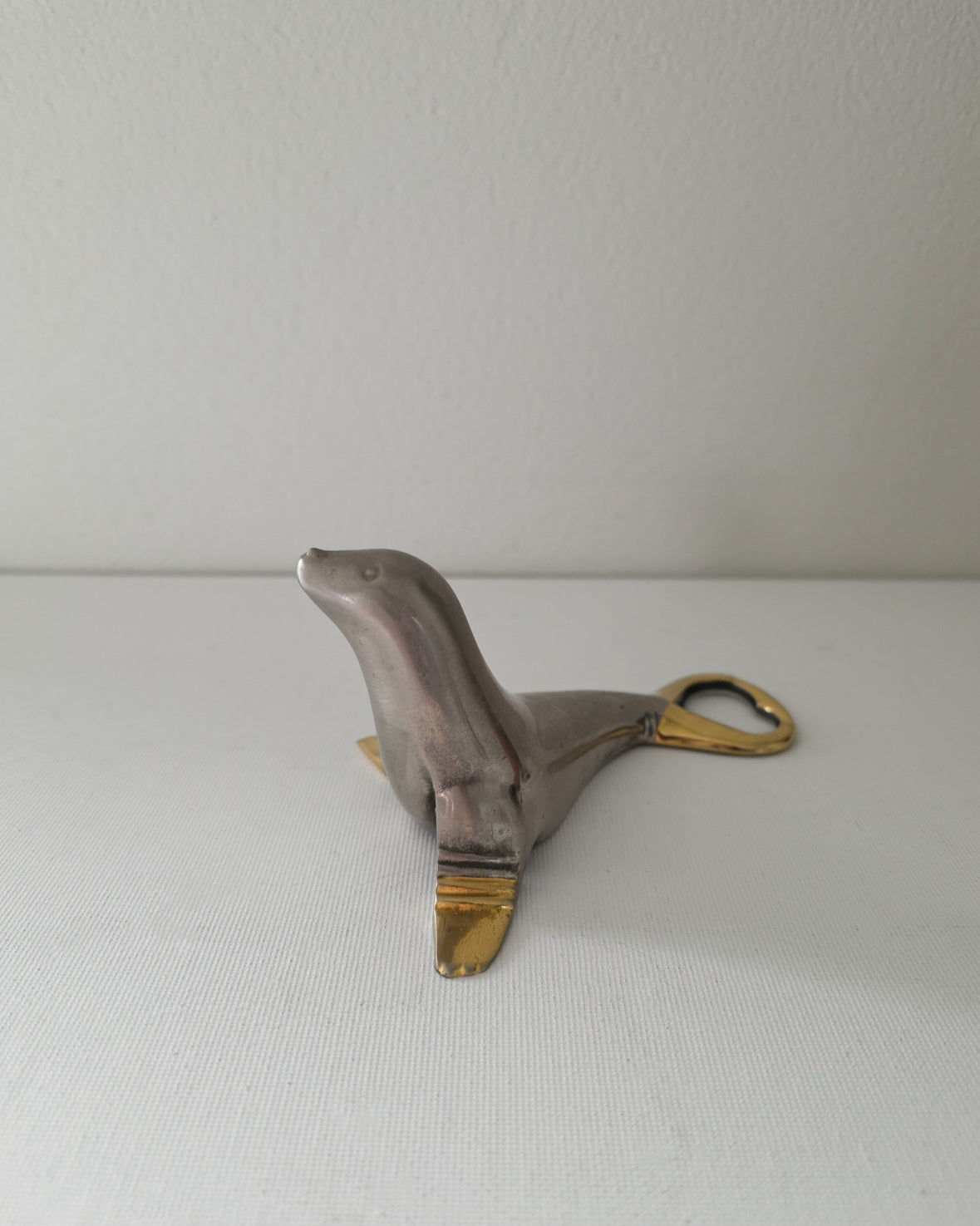 Vintage Silver Plated & Brass Seal Bottle Opener