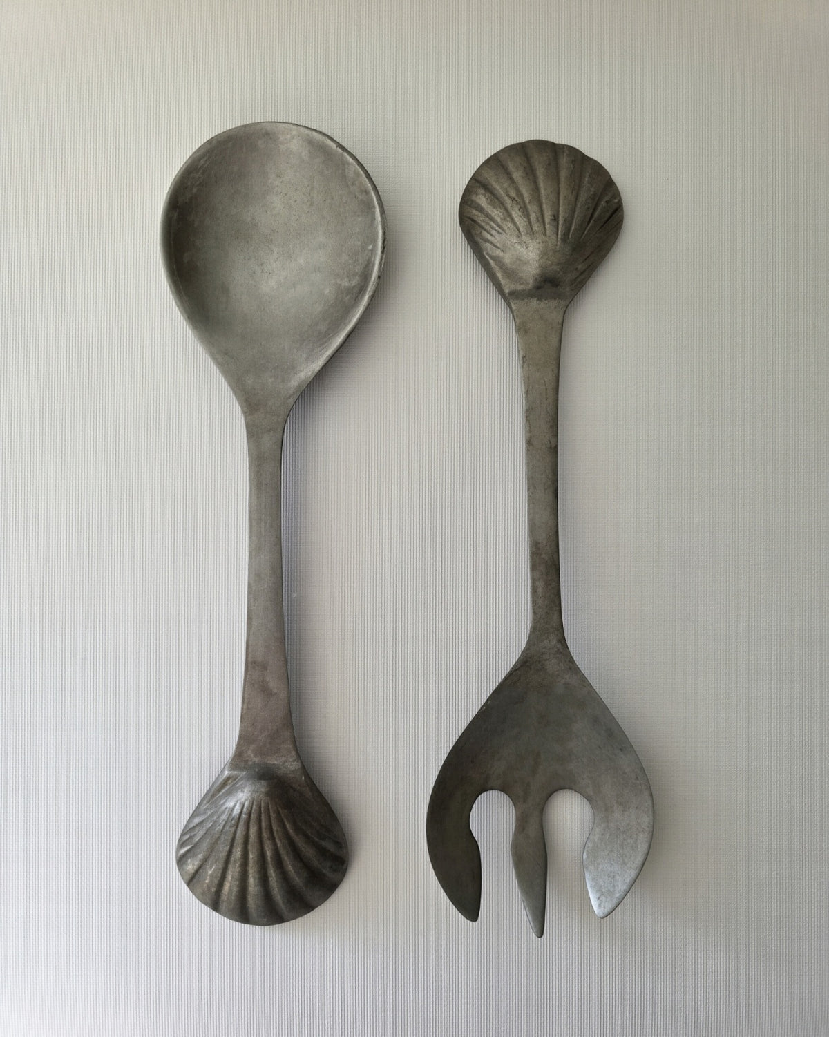 Vintage Cast Aluminium Shell Salad Servers