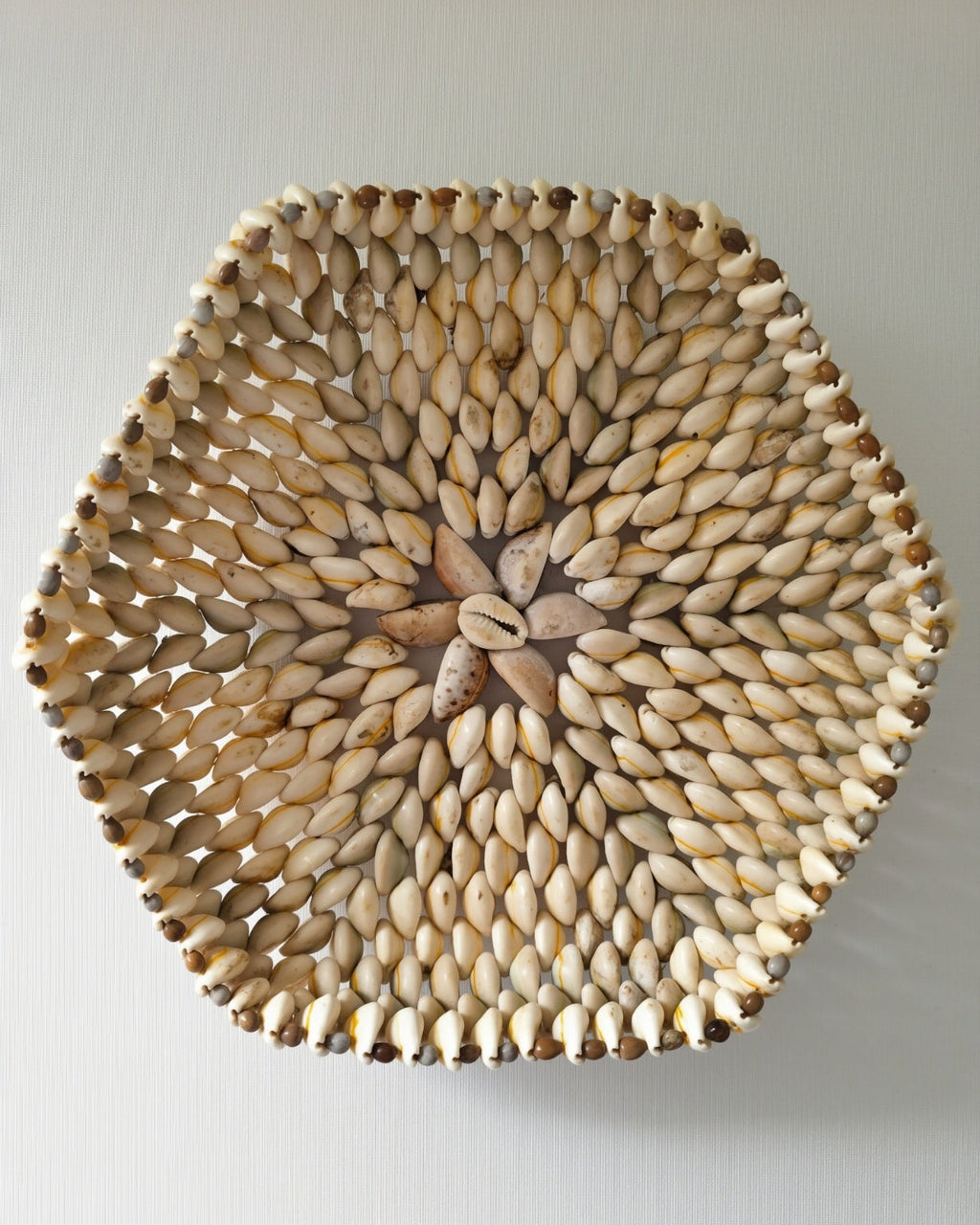 Vintage African Cowrie Shell Basket Bowl