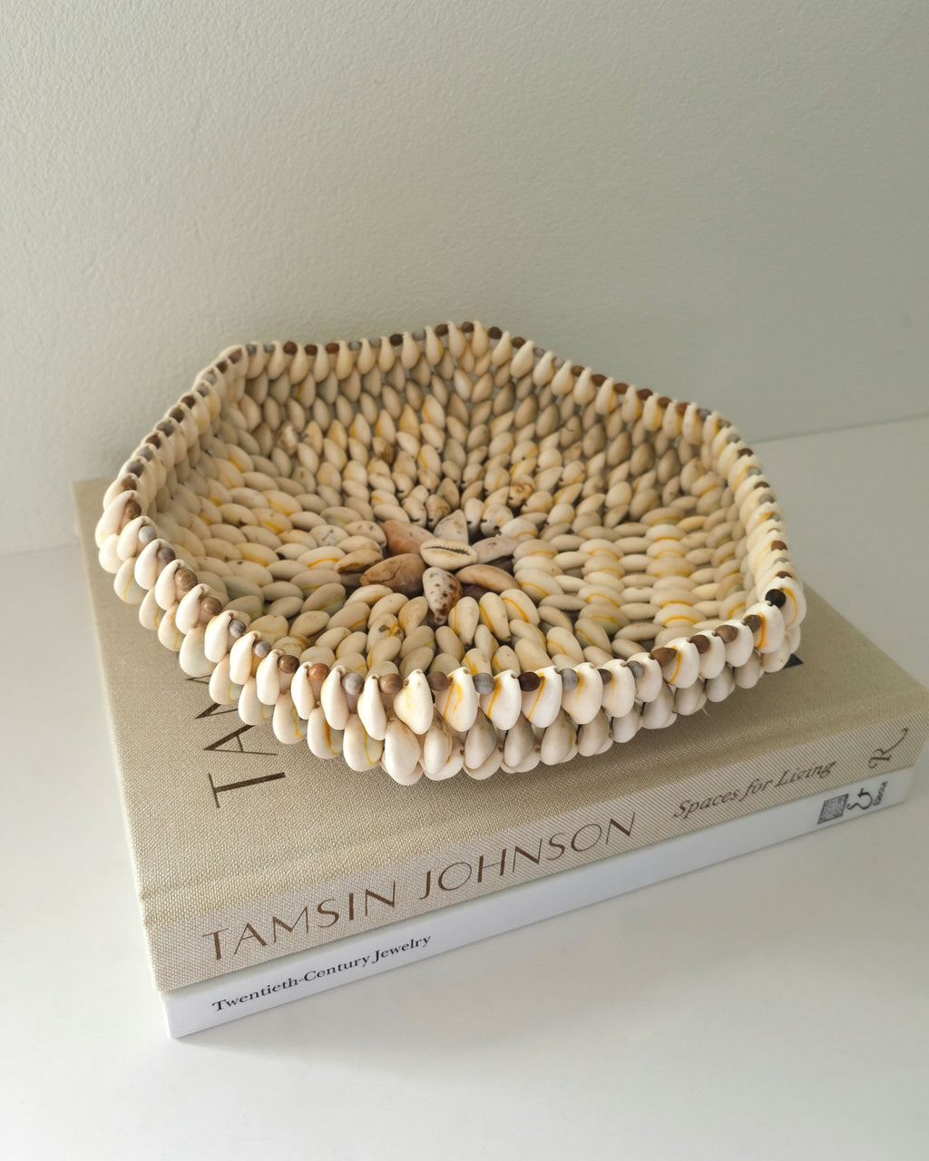 Vintage African Cowrie Shell Basket Bowl
