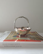 Vintage Silver Plated Bon Bon/Trinket Dish with Handle and Ball Feet