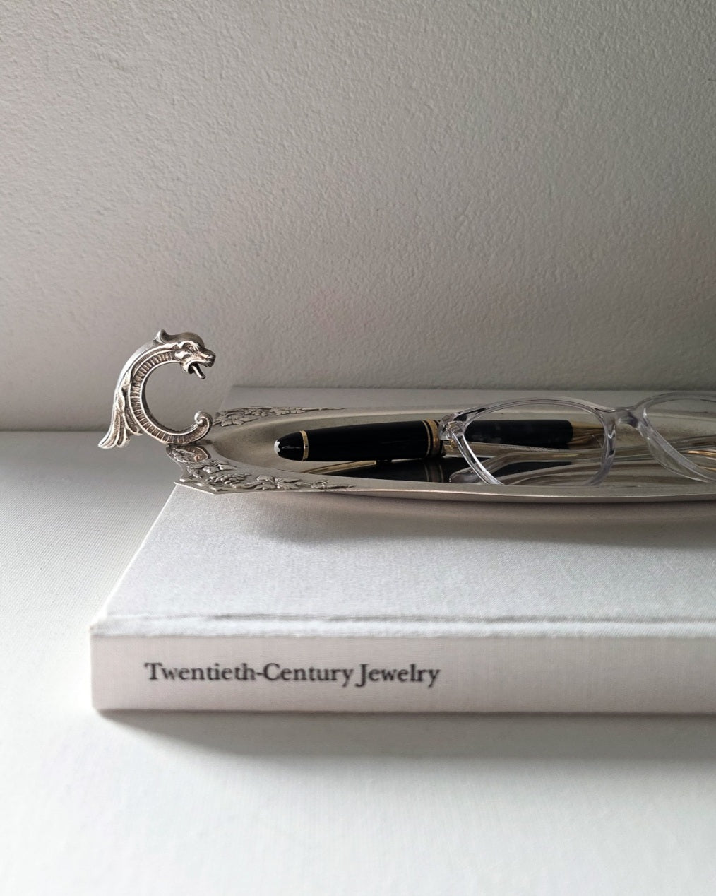 Vintage silver plated tray with chimera handles