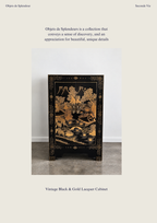 Vintage Black Lacquer & Gold Leaf Cabinet