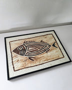 Tapa Cloth Framed Artwork Fish Motif