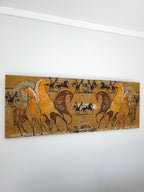 Large Mid Century Etruscan Horses Linen Screen Print by Tibor Reich