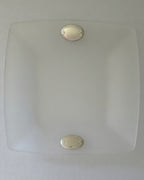 Vintage Valenti & Co Frosted Glass Dish with Sterling Silver Emblem Details