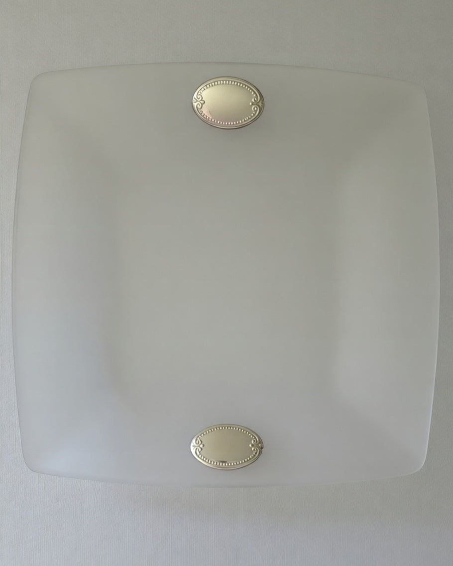 Vintage Valenti & Co Frosted Glass Dish with Sterling Silver Emblem Details