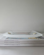 Vintage Valenti & Co Frosted Glass Dish with Sterling Silver Emblem Details