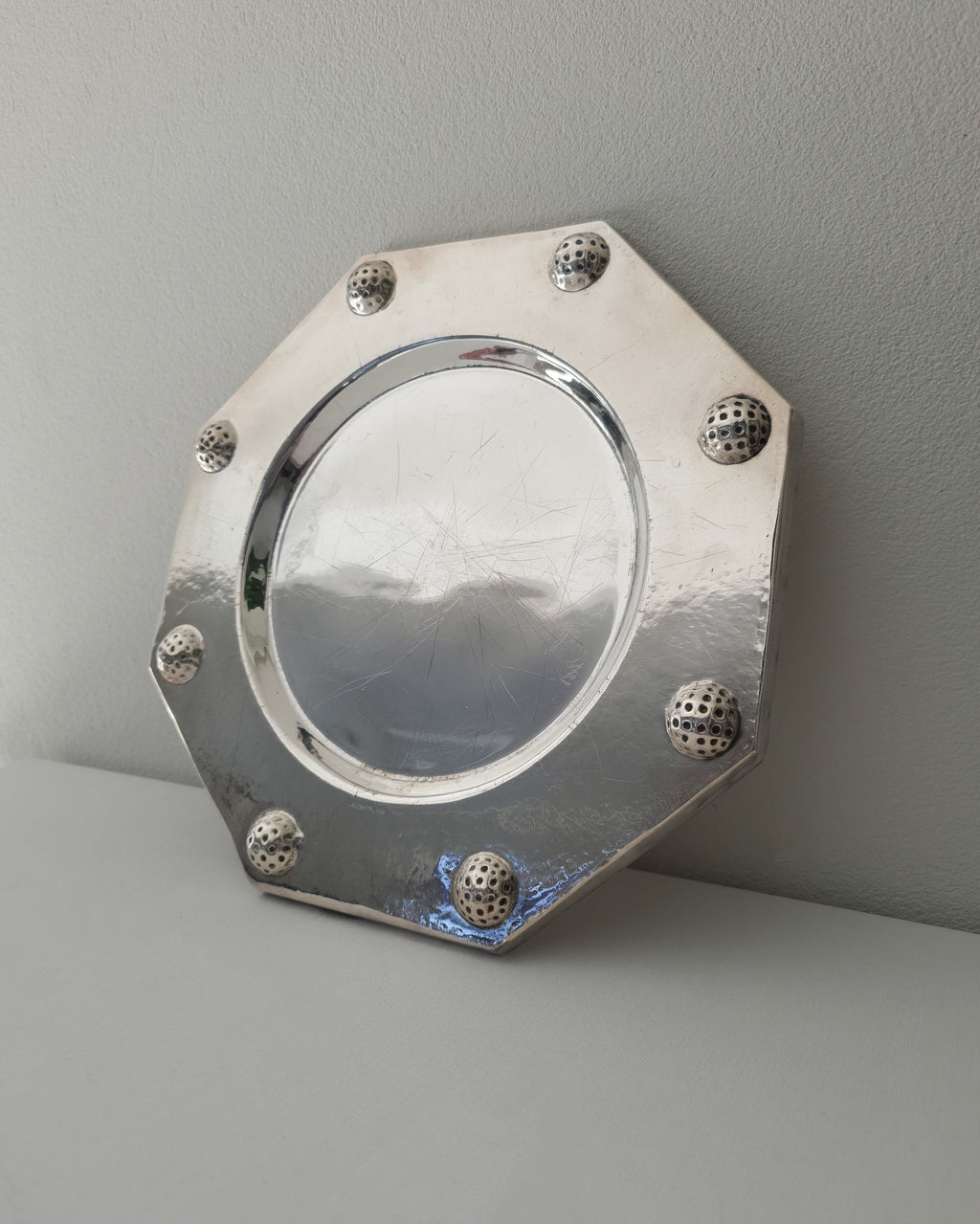 Vintage Octagonal Silver Plated Tray by Valenti Spain
