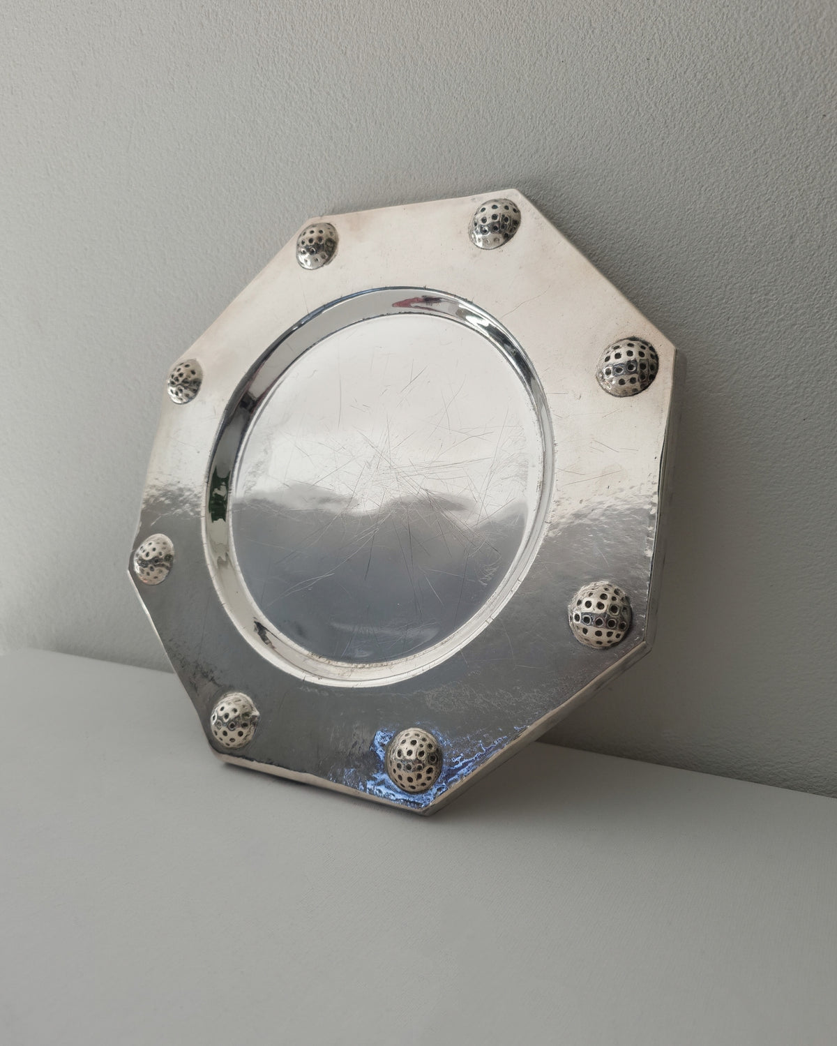 Vintage Octagonal Silver Plated Tray by Valenti Spain