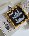Hand Embroidered Lace Framed Artwork of Venice Scenes