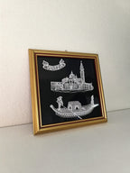 Hand Embroidered Lace Framed Artwork of Venice Scenes
