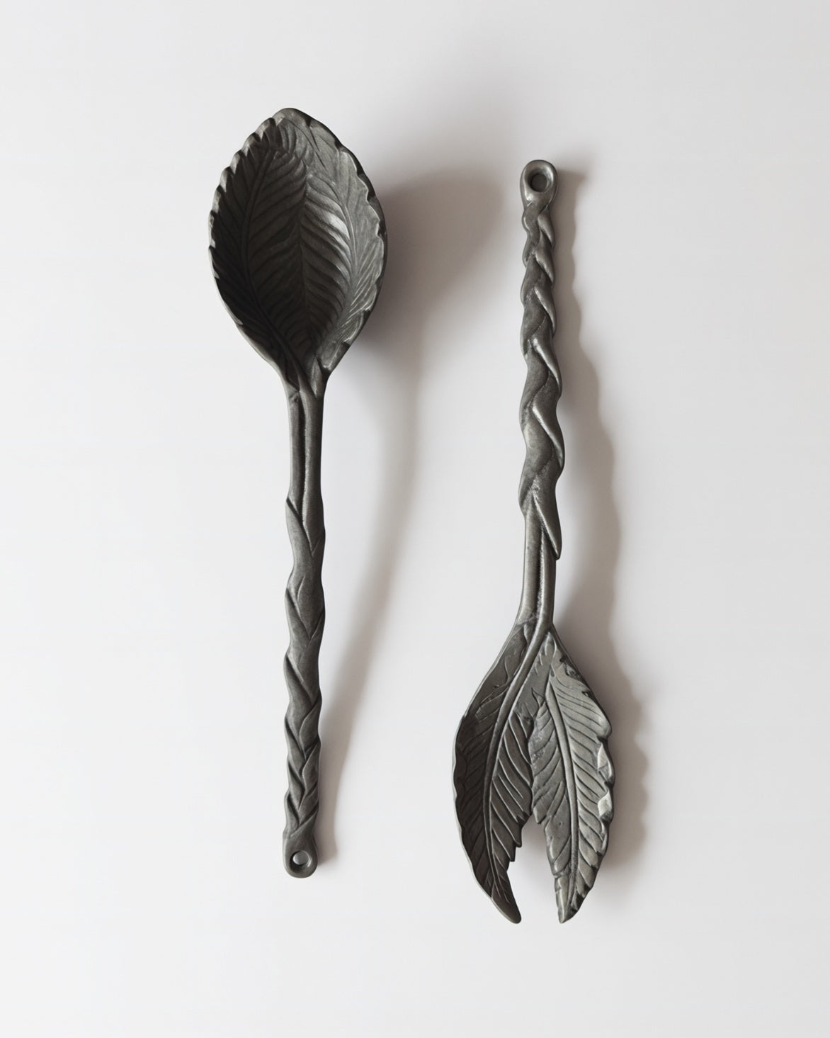Vintage Salad Servers with Leaf Detailing