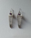 Handmade Sterling Silver & Amethyst Fish Bone Earrings