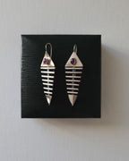Handmade Sterling Silver & Amethyst Fish Bone Earrings