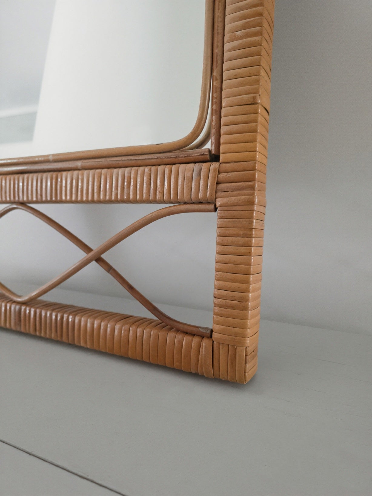 Vintage Wall Cane Mirror Circa 1970s