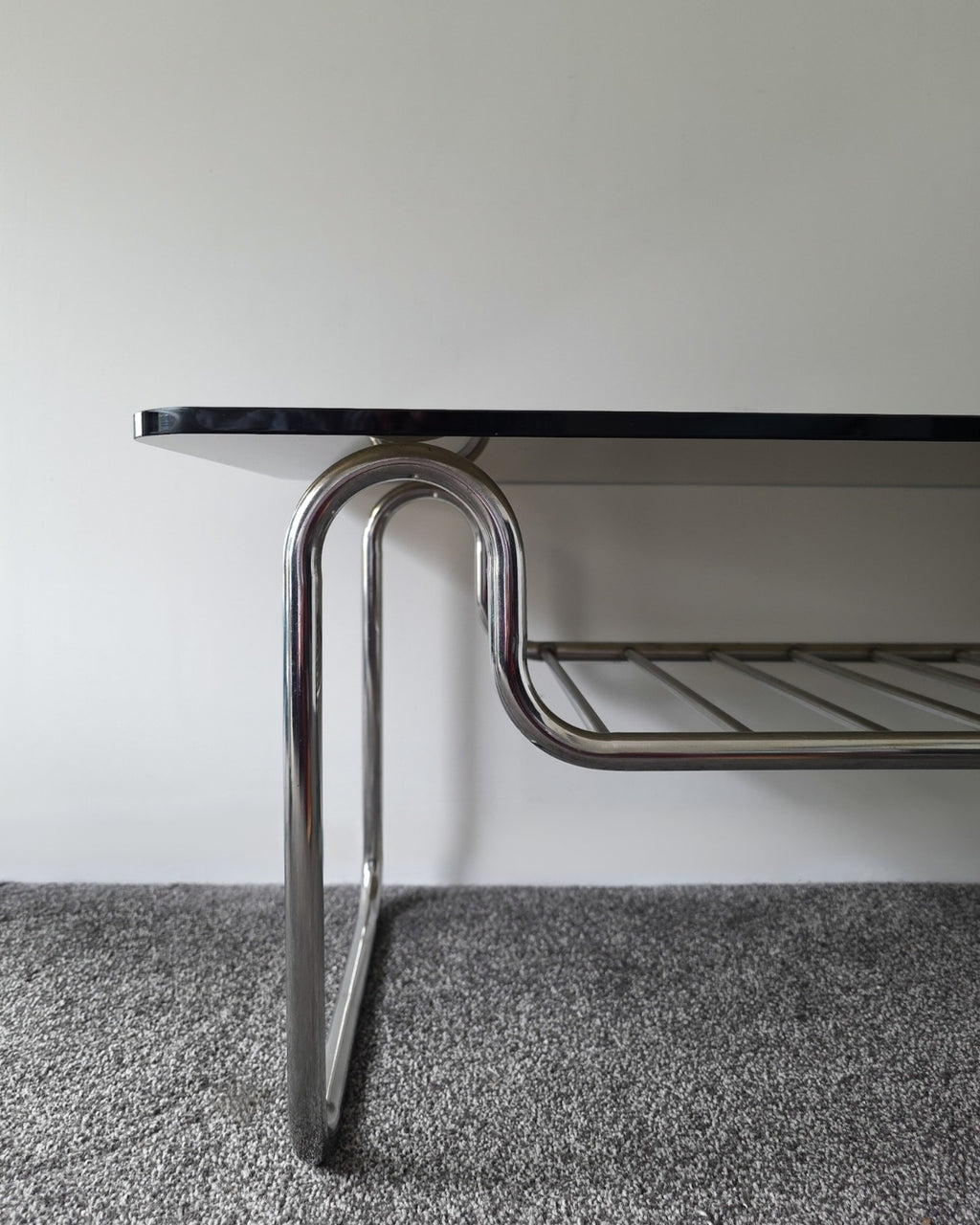 1970s Chrome & Smokey Glass Top Coffee Table