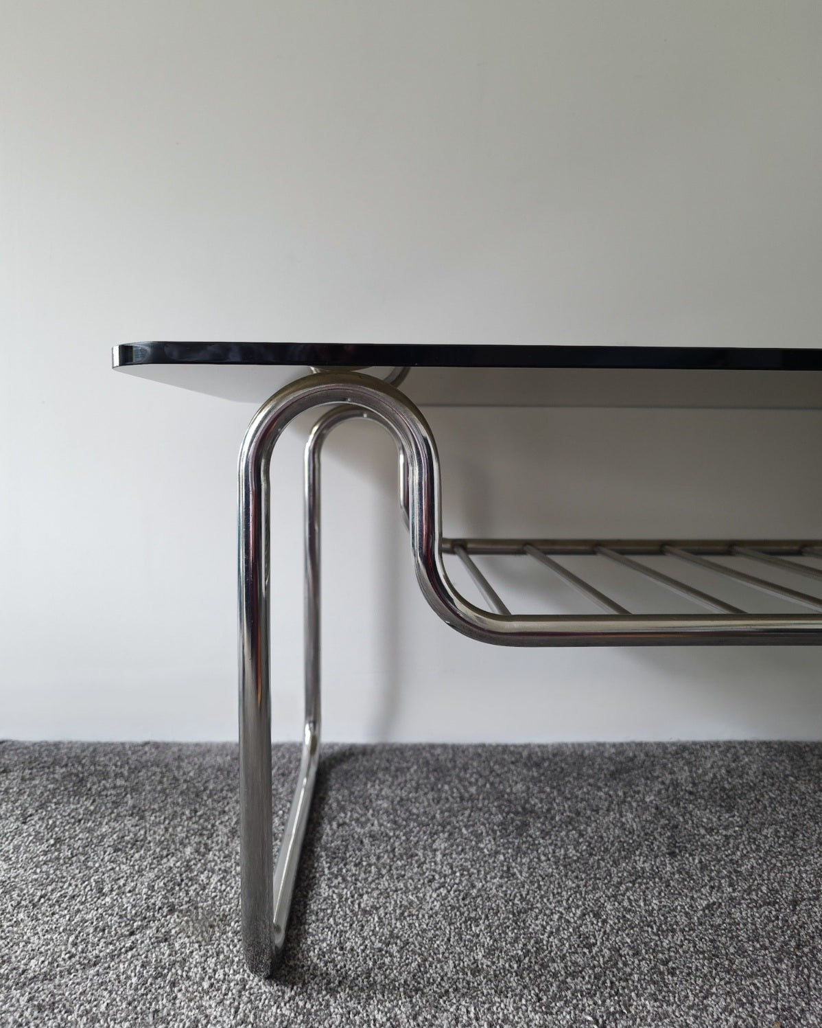 1970s Chrome & Smokey Glass Top Coffee Table