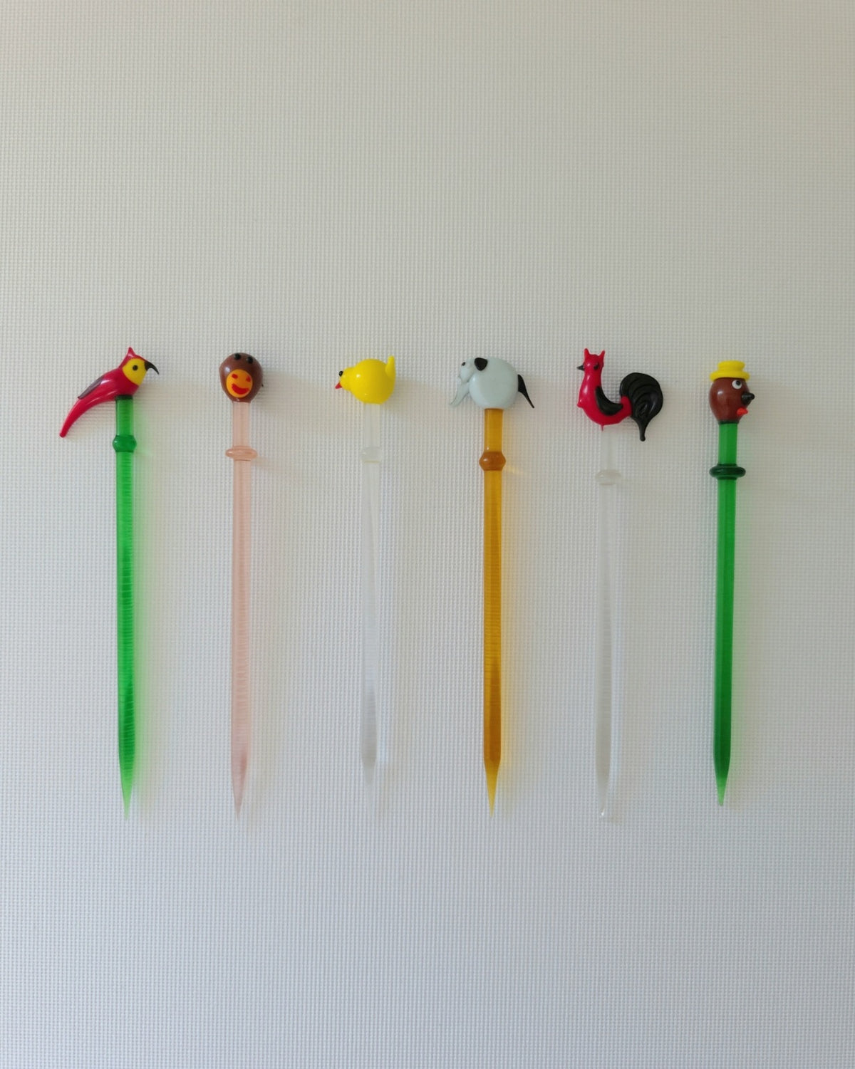 Vintage Glass Cocktail Sticks - Animals