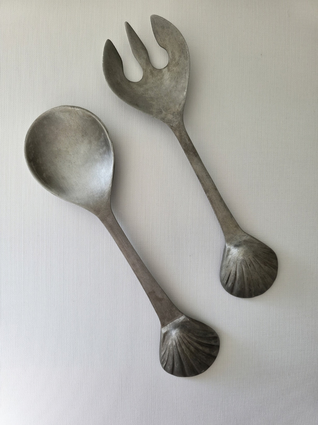 Vintage Cast Aluminium Shell Salad Servers