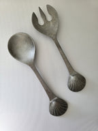 Vintage Cast Aluminium Shell Salad Servers