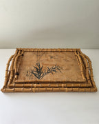 Set of Three Vintage Japanese Bamboo Serving Trays