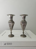 Vintage Brass & Silver Etched Vases