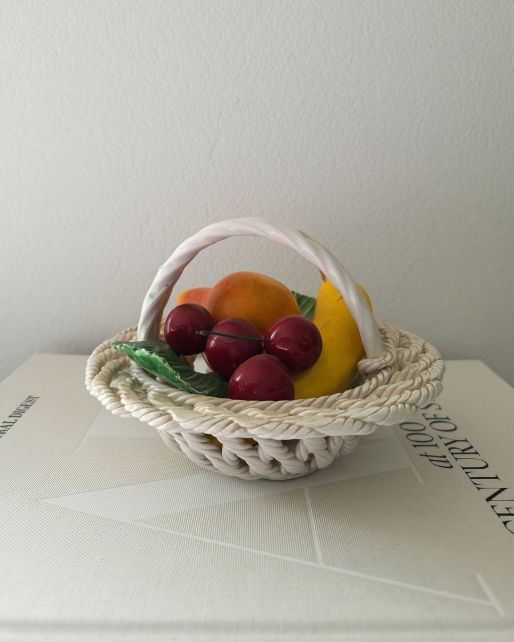 Vintage Italian Capodimonte Ceramic Fruit Basket