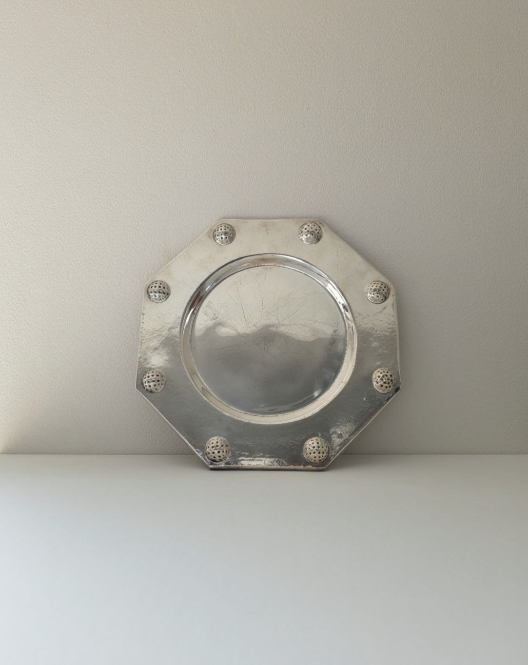 Vintage Octagonal Silver Plated Tray by Valenti Spain