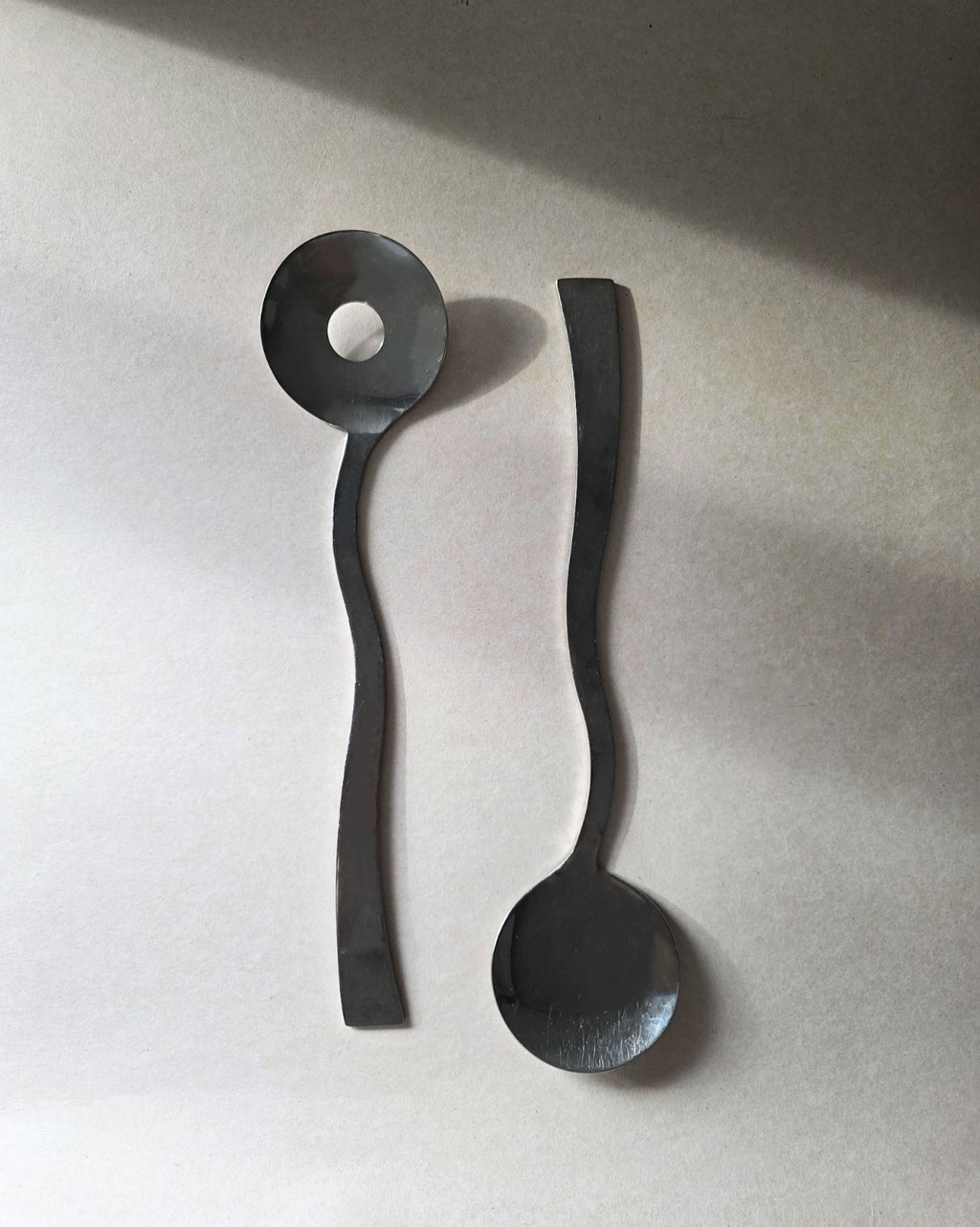 Sculptural Wavy Salad Servers