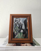 Vintage Wooden Frame with Rope Detailing featuring Picasso's Woman by a Window