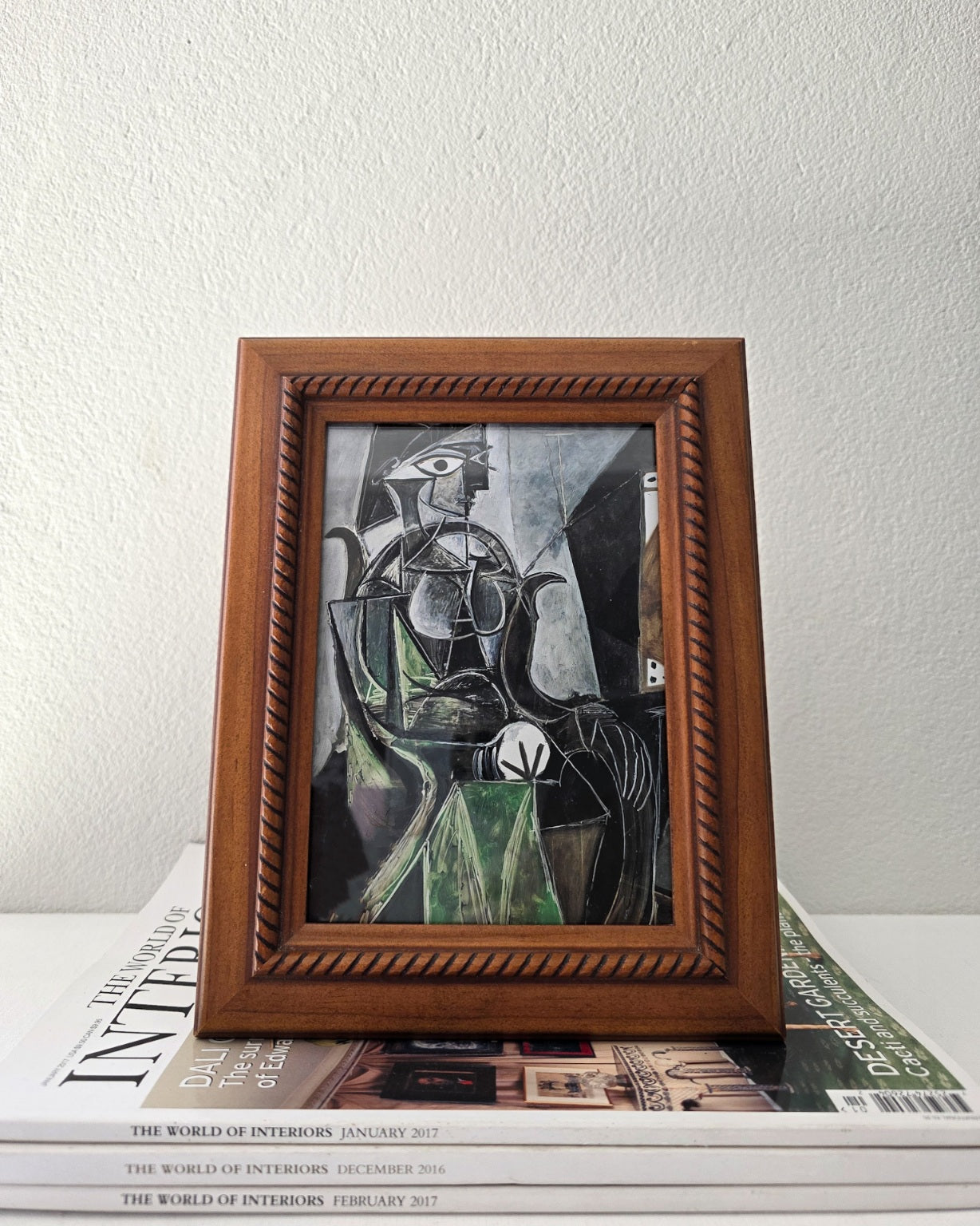 Vintage Wooden Frame with Rope Detailing featuring Picasso's Woman by a Window
