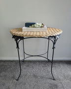 Wrought Iron and Rattan French Side Table