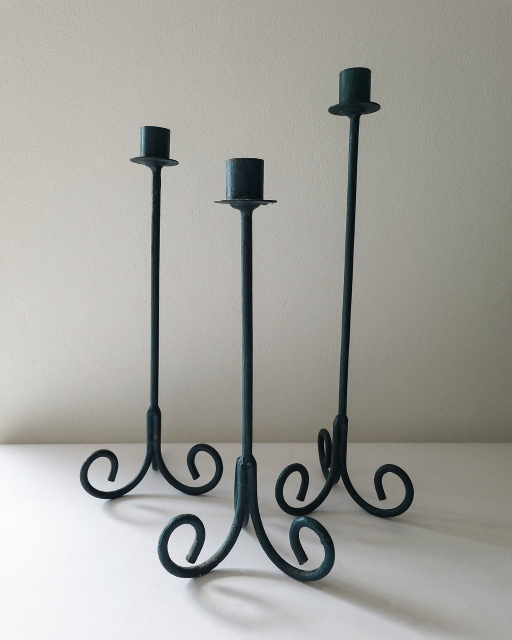 Vintage Wrought Iron Candle Holders Set of 3