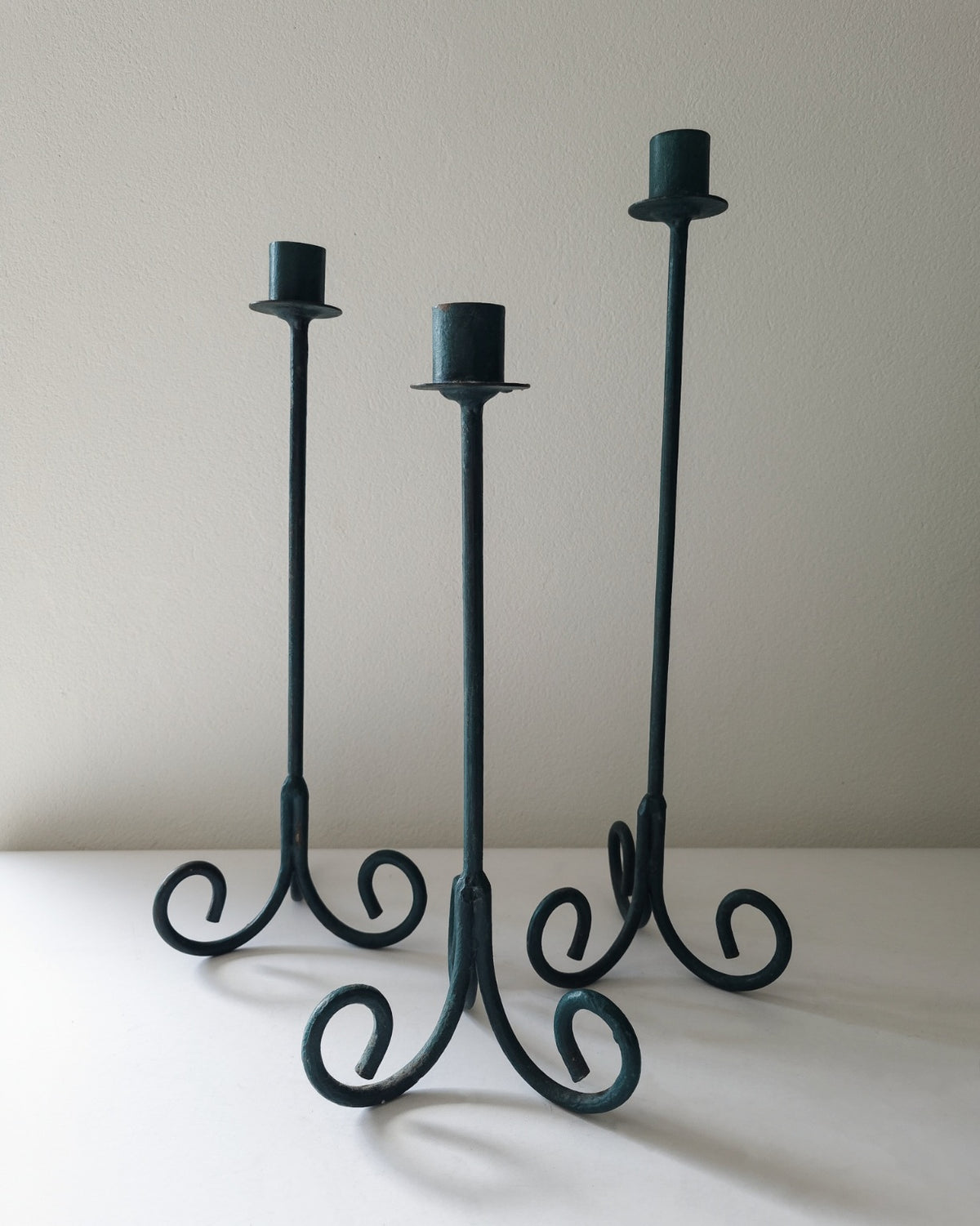Vintage Wrought Iron Candle Holders Set of 3