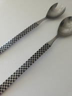 Vintage Yax Japan Checkerboard Salad Servers