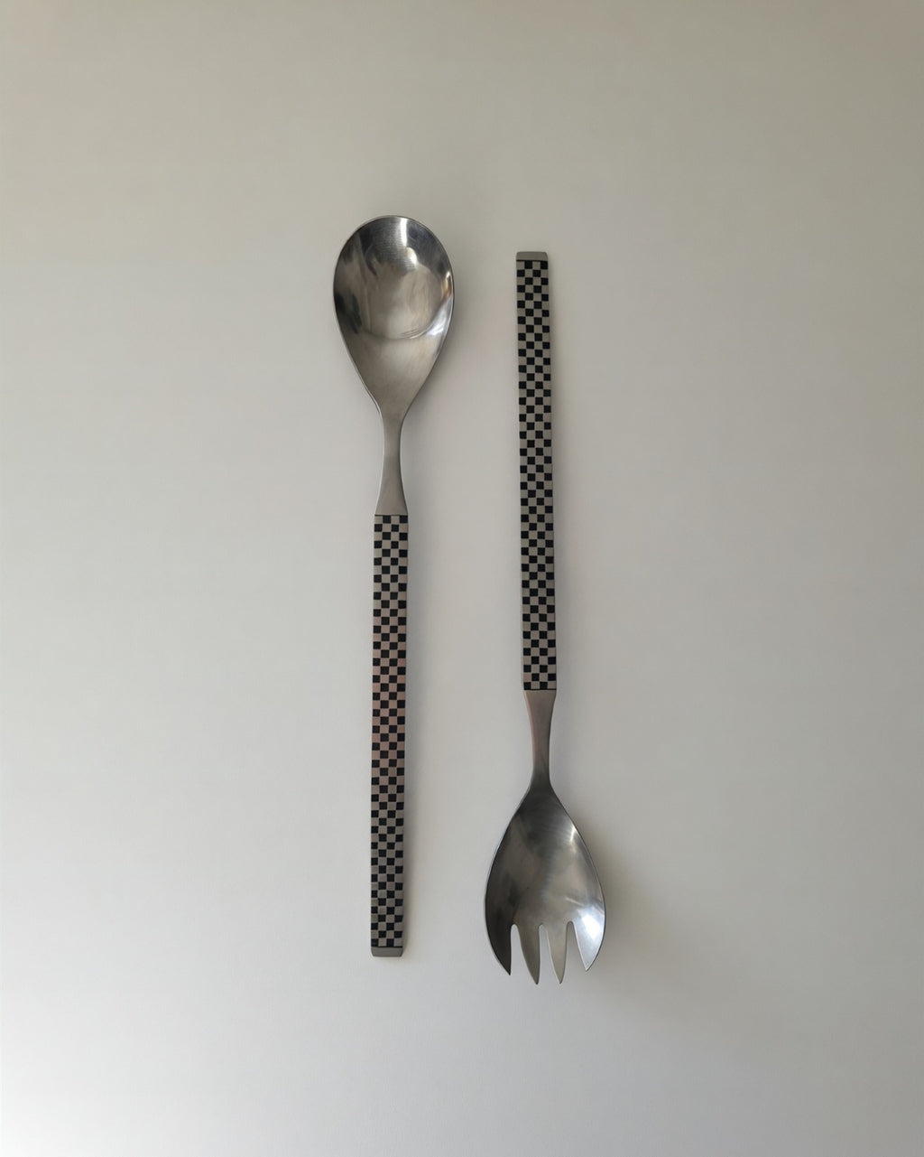 Vintage Yax Japan Checkerboard Salad Servers