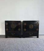 Pair of vintage black lacquer cabinets