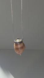 Antique natural shell & mother of pearl snuff box pendant
