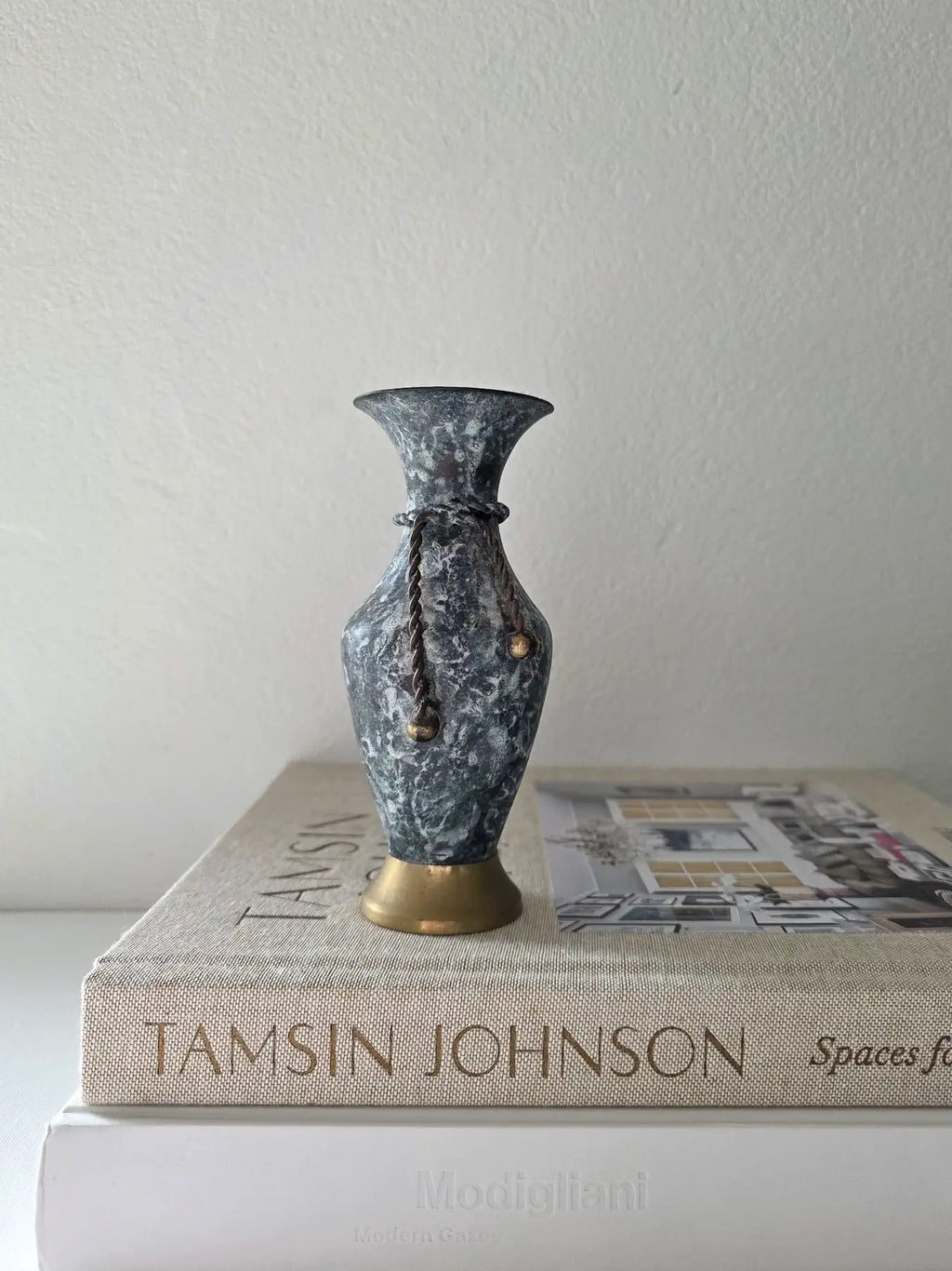 Vintage Enameled Brass Vase