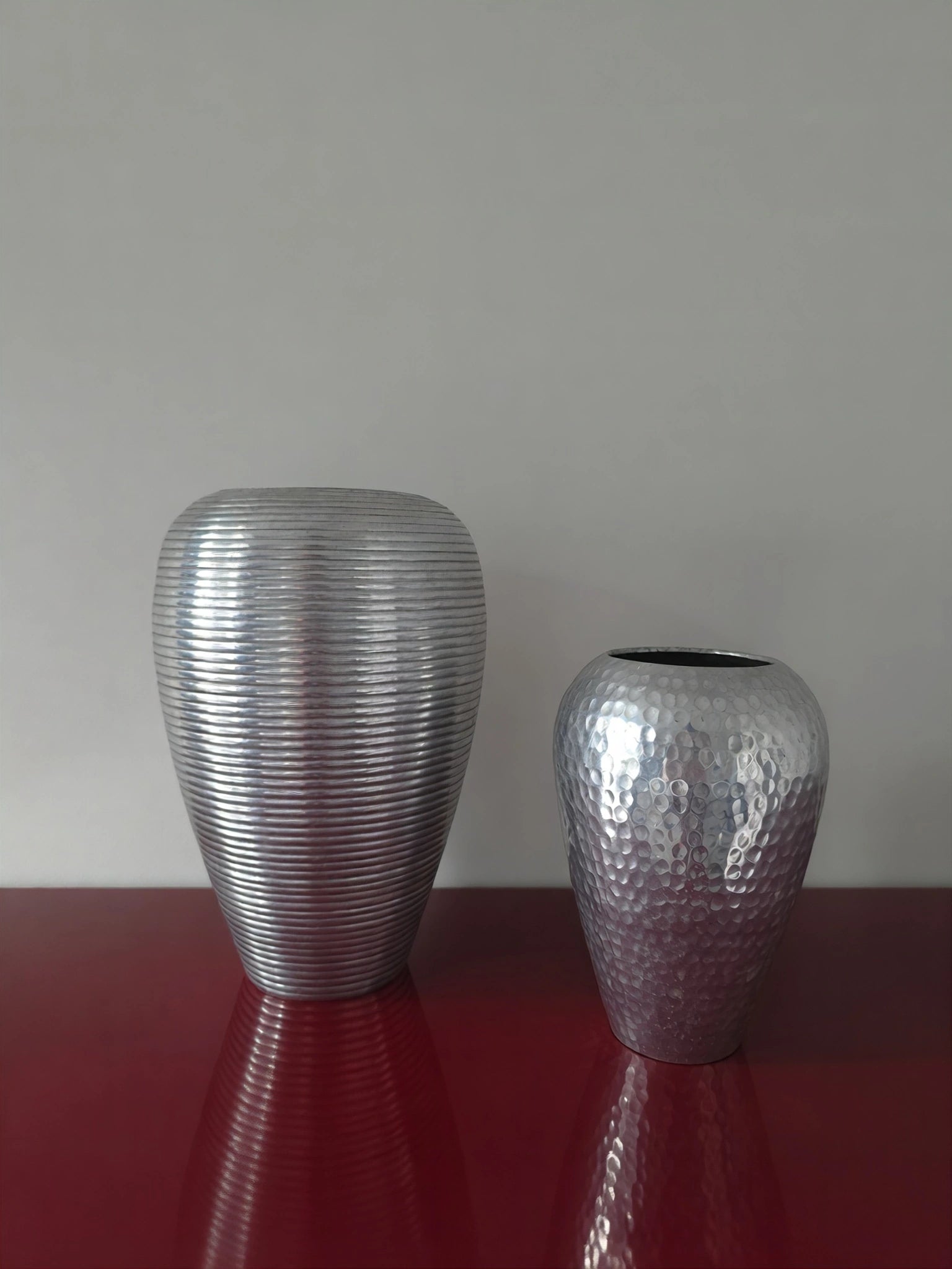Vintage Cast Aluminium Ribbed Vase